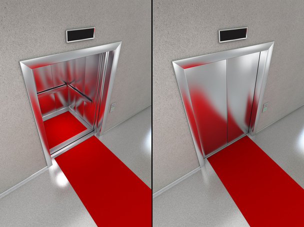 kırmızı halı ile Asansör - Fotoğraf, Görsel