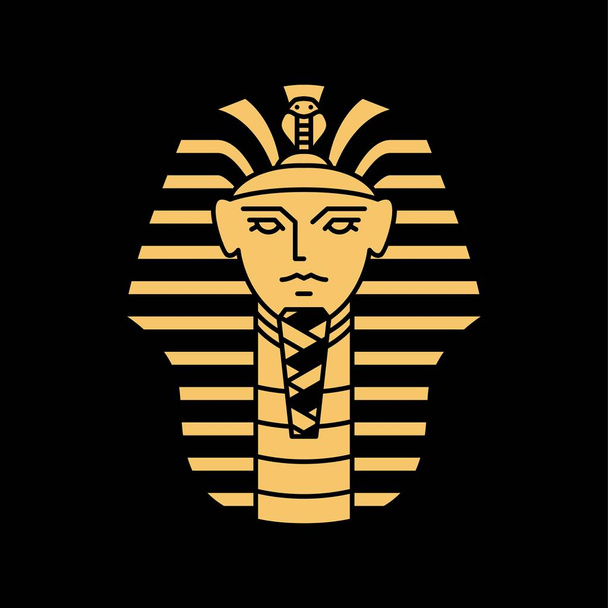 pharaoh vector logo ilustración línea oro negro
 - Vector, imagen