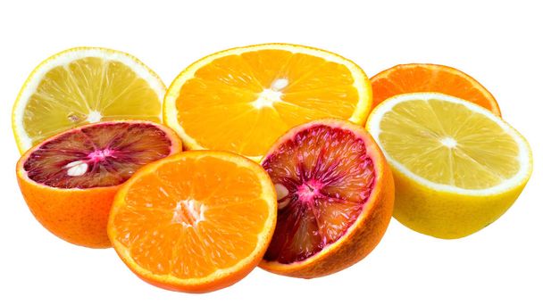 Grapefruit, orange, lemon and mandarin isolated - 写真・画像