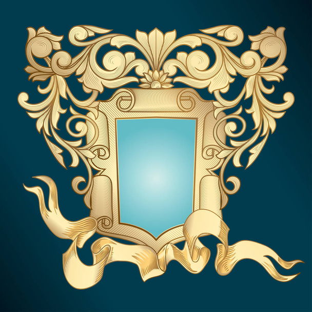 Goldenes, verziertes Vintage-Emblem - Vektor, Bild