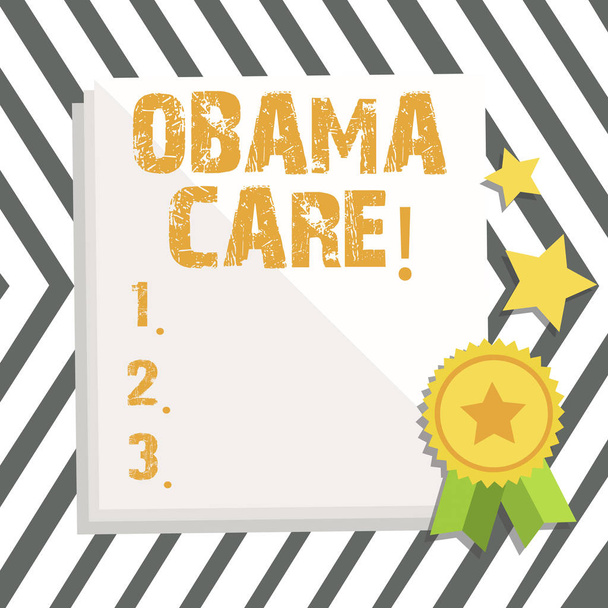 Word tekst intoetsen Obama Care. Businessconcept voor regering programma van verzekering patiënt systeembeveiliging. - Foto, afbeelding
