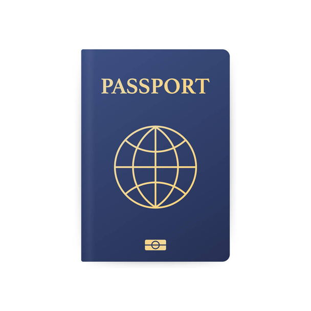 Blue passport isolated on white. International identification document for travel. Vector illustration. - Vector, Image