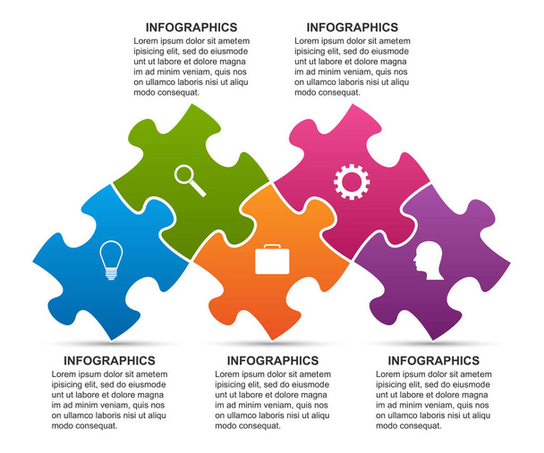 Infographics template with puzzle piece. Infographics for business presentations or information banner. - Vector, Image
