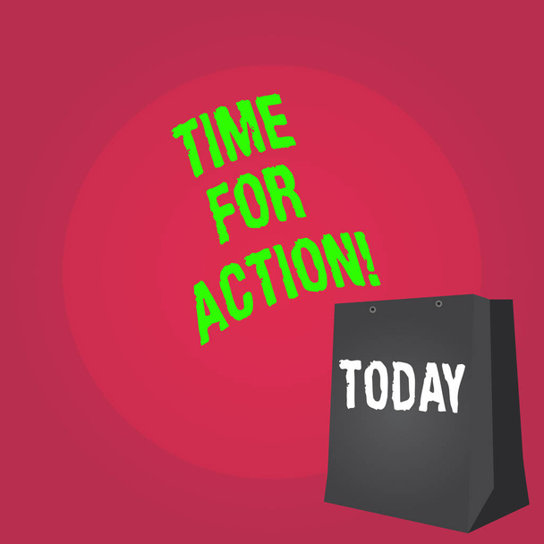 Texto de escrita de palavras Time For Action. Conceito de negócio para Urgência Move Encouragement Challenge Work
. - Foto, Imagem