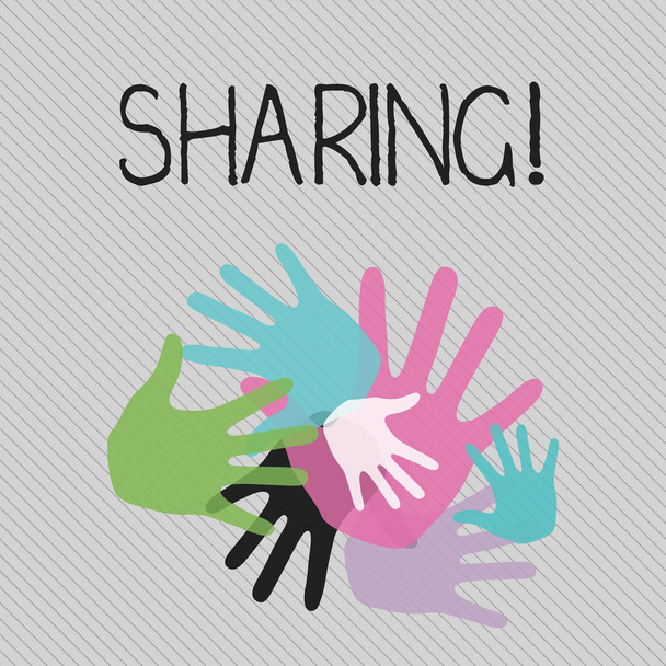 Conceptual hand writing showing Sharing. Business photo text To Share Give a portion of something to another Possess in common. - Photo, Image