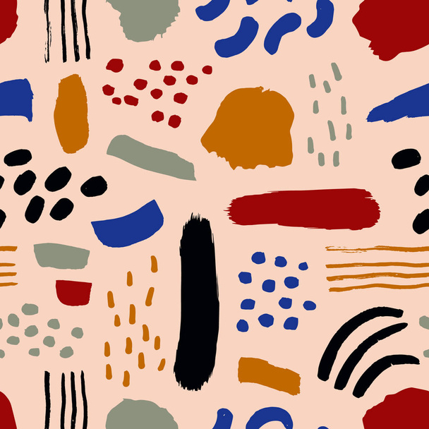 Super cute seamless pattern with different Brush Strokes. Abstract vector background with Ink Shapes - Vector, Imagen