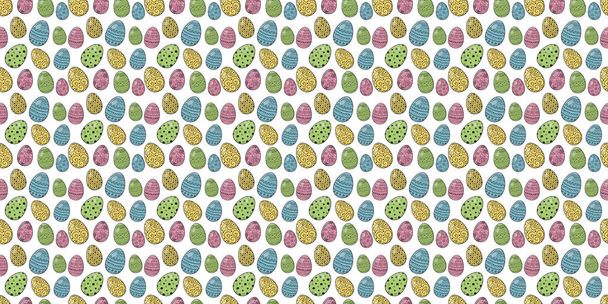 Concept of a background with cute hand drawn eggs. Vector - Vector, Imagen