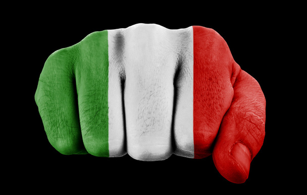 pięść z włoskiej flagi - Zdjęcie, obraz