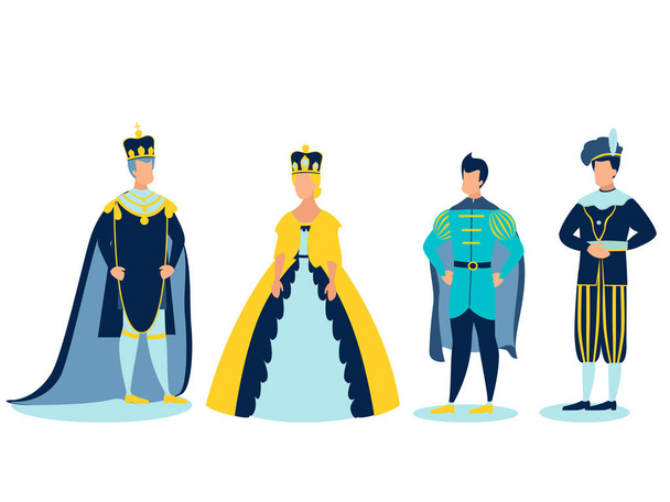 The Royal Family. In minimalist style. Cartoon flat Vector - Vector, Image