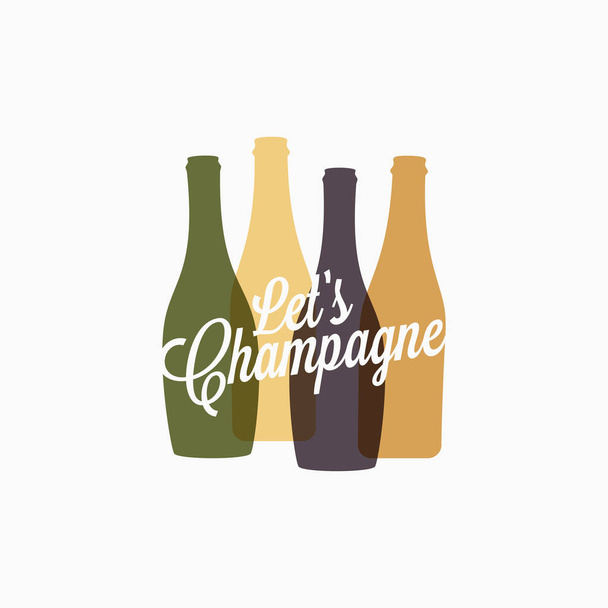 Champagnefles logo. Champagne kleur banner pictogram - Vector, afbeelding