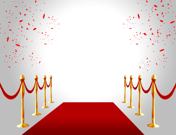 alfombra roja evento vip ceremonial o imagen realista cabeza con barreras de oro. Renderizado 3D
. - Foto, imagen
