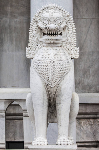 Marble Lion at Wat Benchamabophit - Photo, Image