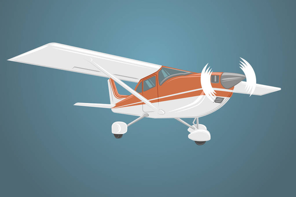 Small plane vector illustration. Single engine propelled aircraft. Air tours wehicle - Vetor, Imagem
