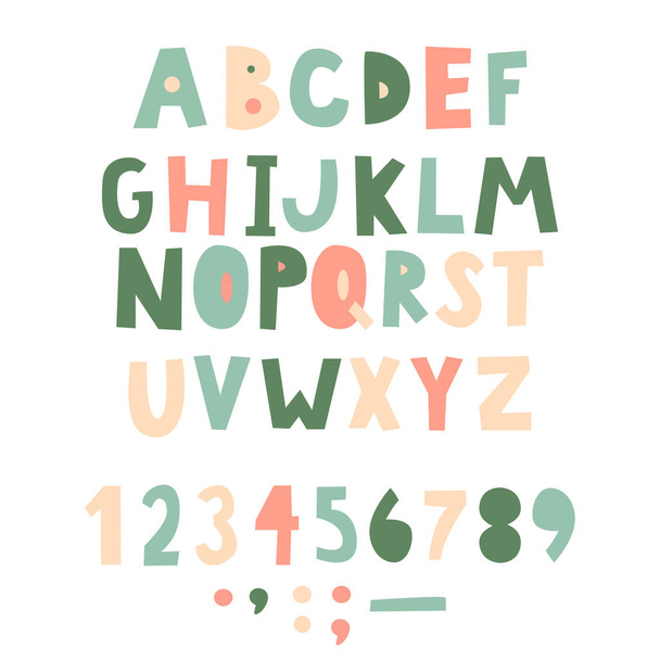 Bold handwritten childish font. Simple letters for decoration. Kids design. - Vector, Image