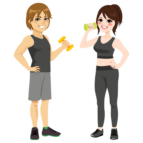 Fitness Dumbbell Couple - Vector, imagen