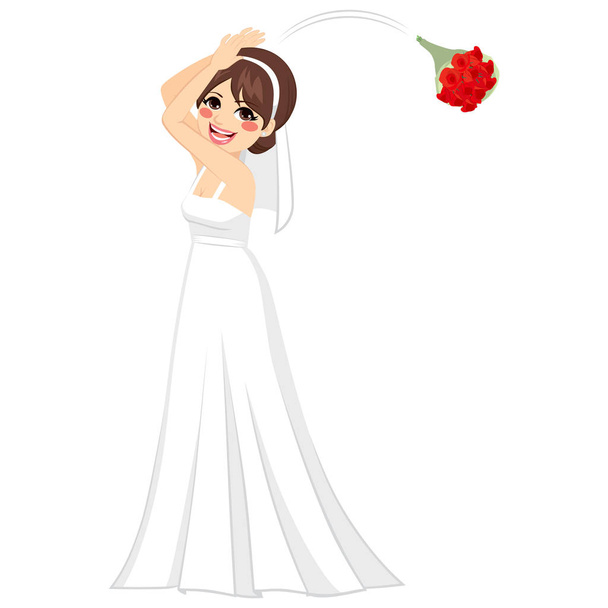 Bride Throwing Bouquet - Vector, Image