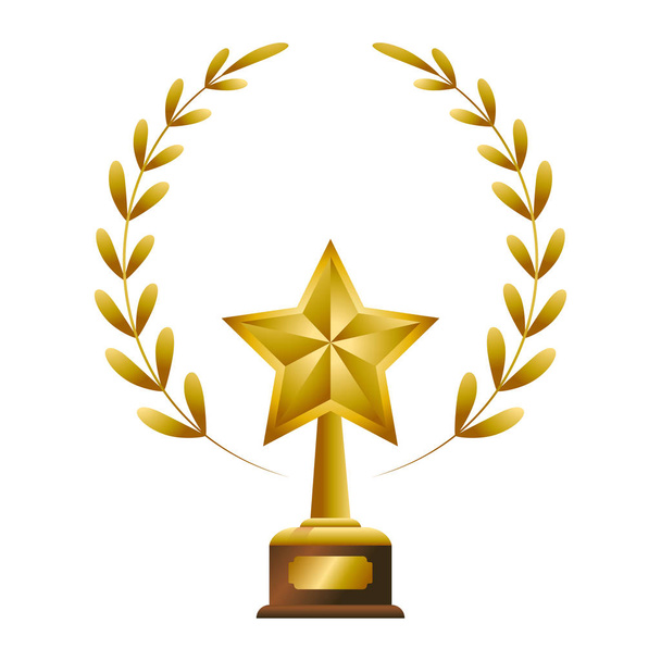 Gold Trophy withLaurel Whreat - Vector, Image
