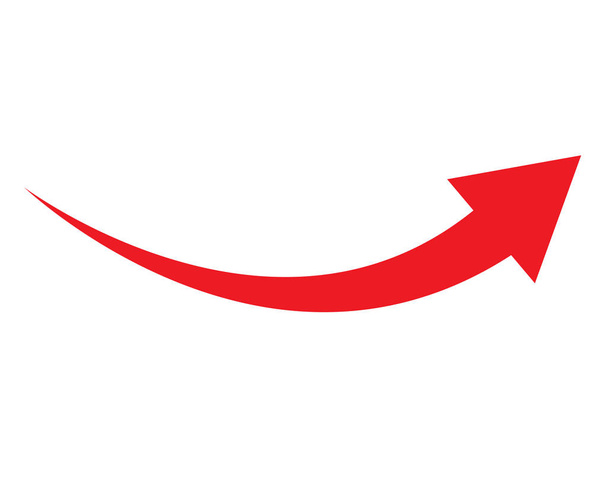 白の背景に赤い矢印のアイコン。フラットスタイル。y の矢印アイコン - ベクター画像
