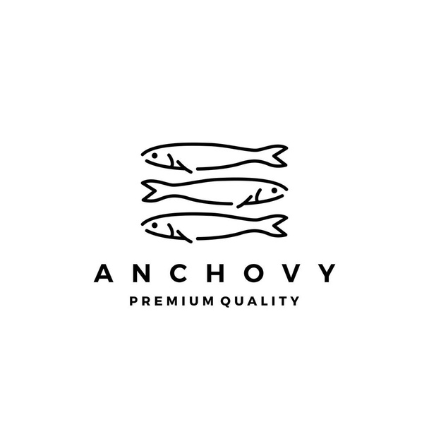 ansjovis vis logo vector pictogram zeevruchten illustratie - Vector, afbeelding