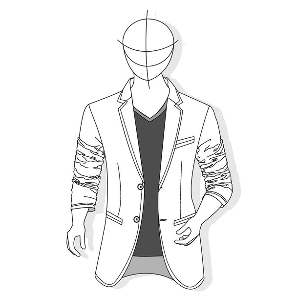 Vector man jacket illustration set. Fashion clothes collection. - Vector, Image