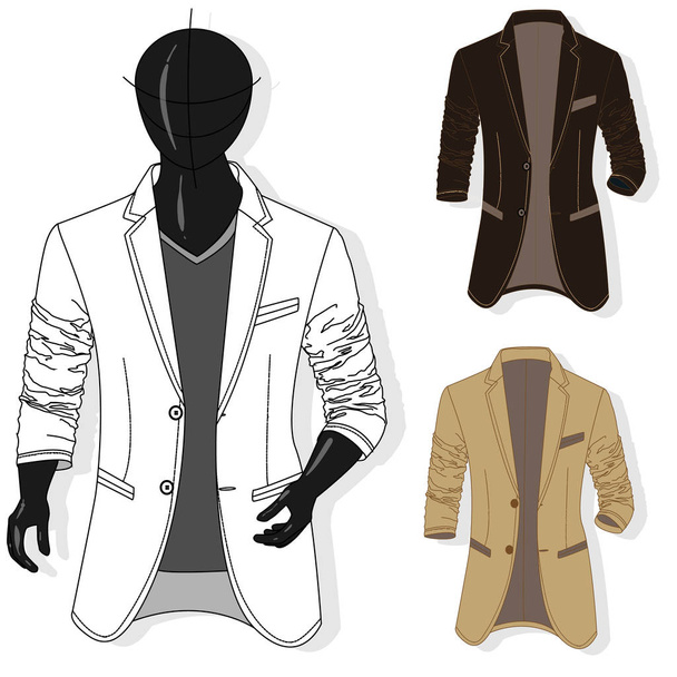 Vector man jacket illustration set. Fashion clothes collection. - Vector, Image