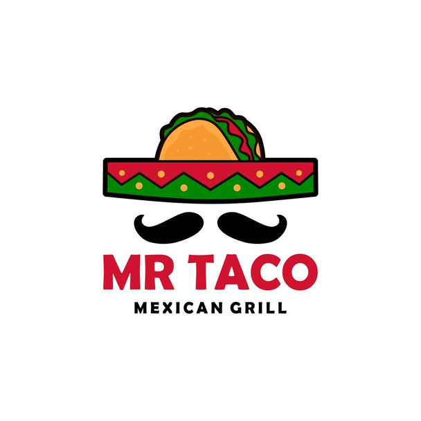 mr taco sombrero chapeau moustache logo vectoriel icône illustration
 - Vecteur, image