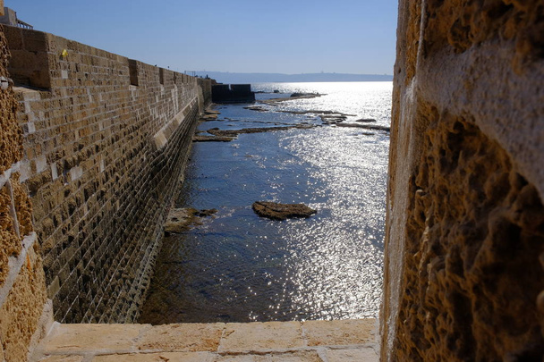 φρούριο πέτρα αρχαία δομή προστασία Ναπολέων ταξίδια στη θάλασσα Ισραήλ στρεμμάτων - Φωτογραφία, εικόνα