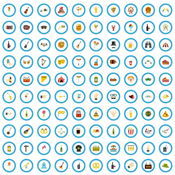 Set di 100 icone di festa, in stile piatto
 - Vettoriali, immagini
