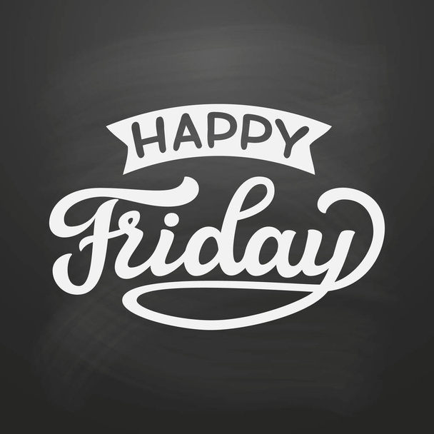 Happy friday. Hand lettering poster - Vector, Image