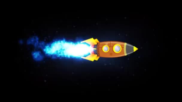 Rocket Ship Flying Through Space Animation Loop / Looped Animation of a cartoon retro rocket ship blasting off and explorating space
 - Кадры, видео