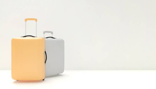 Luggage bag , Suitcase Orange on background,Summer- holidays vacation and travel concept , -3d rendering - Photo, Image