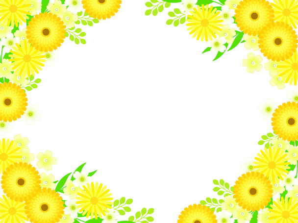 Spring yellow flower frame, calendula - Vektör, Görsel