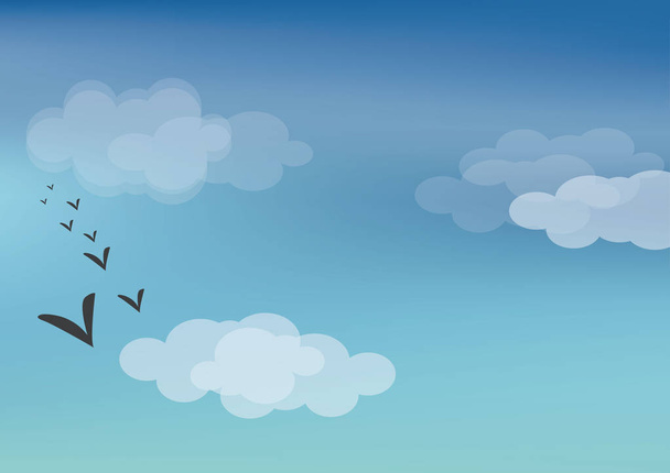 Blauer Himmel mit Sonne und Wolken - Vektor, Bild