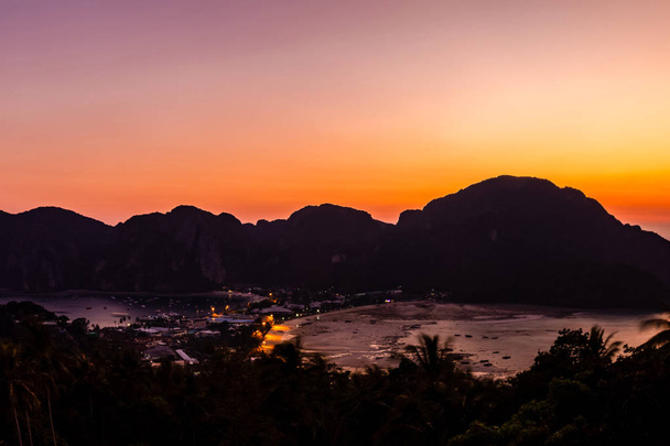 View point Phi Phi Don in the evening and twilight at Phi Phi Island  Krabi, Thailand - Фото, зображення