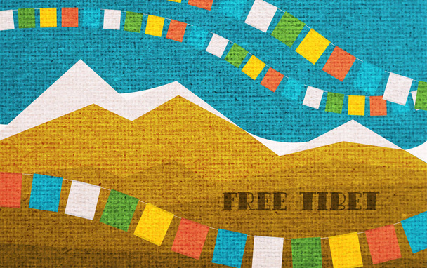 国際チベットの曜日を覚えてカード。フリー チベット. - ベクター画像
