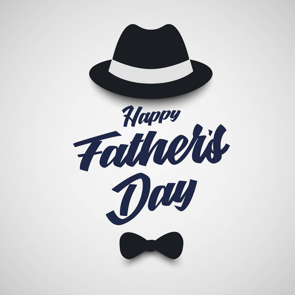 Fathers Day poster with hat and bowtie template - Vector, Image