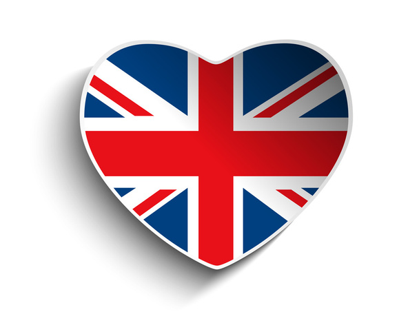 Vector - UK Flag Heart Paper Sticker - Vector, Image