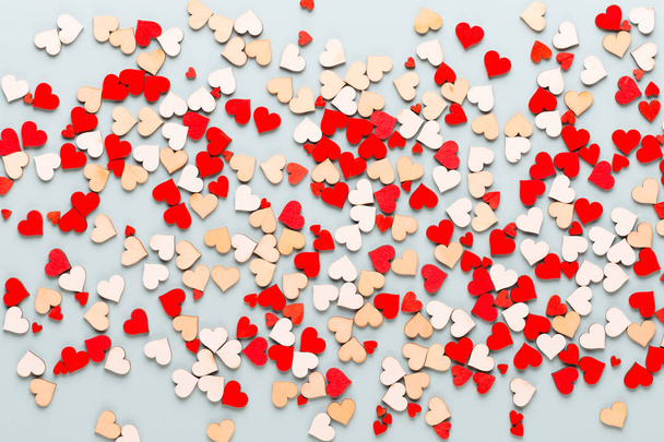 Happy Valentines day background. With small hearts on pastel bac - Photo, image
