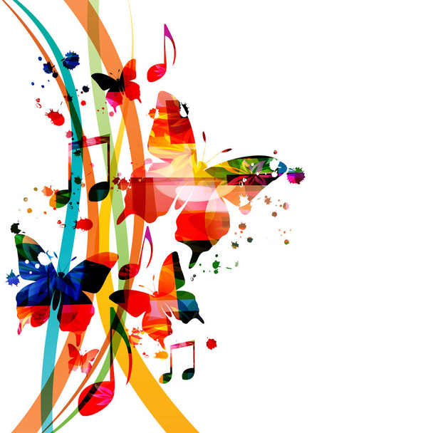 Musik Hintergrund mit bunten Noten Vektor Illustration Design. künstlerisches Musik-Festival-Plakat, Live-Konzertereignisse, Party-Flyer, Notenschilder und Symbole - Vektor, Bild