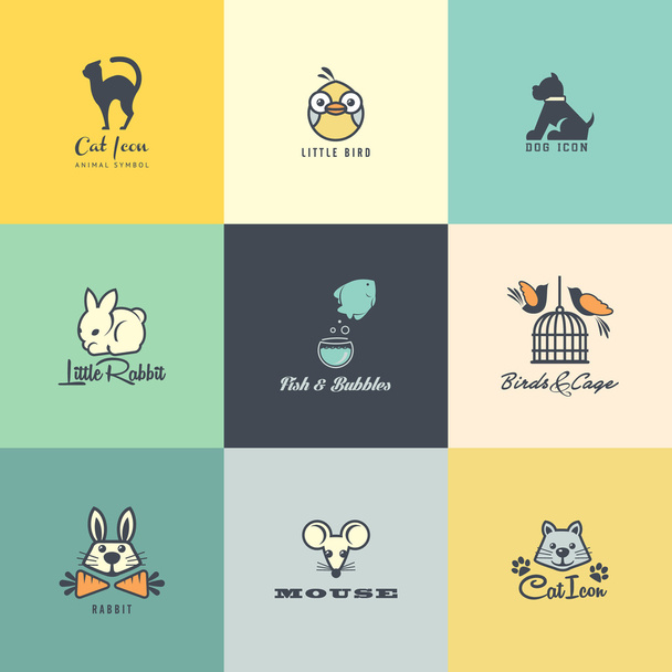 Conjunto de ícones animais coloridos
 - Vetor, Imagem