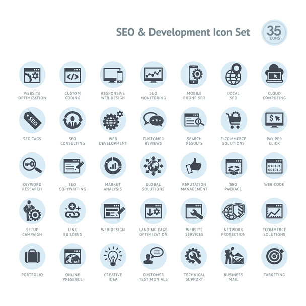 SEO and Development icon set - Vector, Image