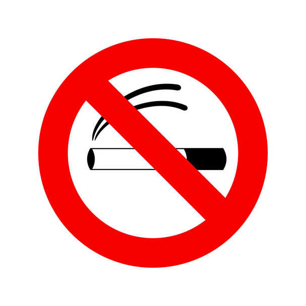 Rauchverbotsschild. Symbol des Rauchverbots auf weißem Hintergrund. Vektor flache grafische Illustration. - Vektor, Bild