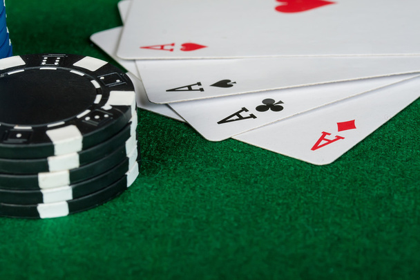 Chips and cards for the poker. - Photo, Image
