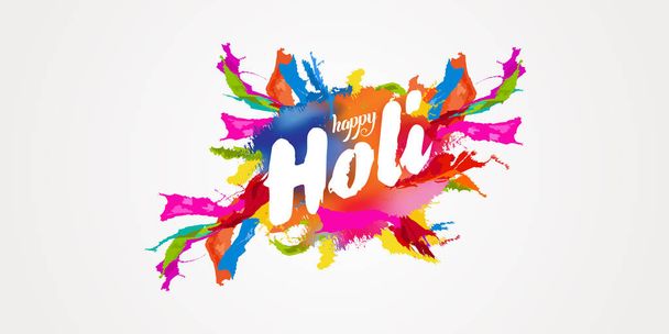 Ευτυχισμένος Holi χαιρετισμό με πολύχρωμο φόντο εικόνα - Διάνυσμα, εικόνα