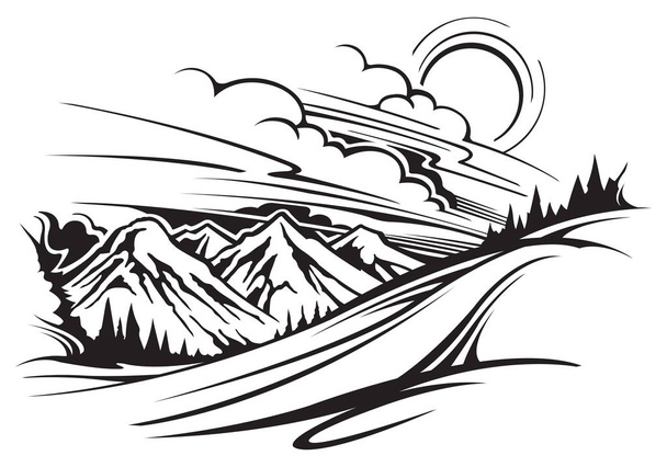 Rocky mountain range landschap - Vector, afbeelding