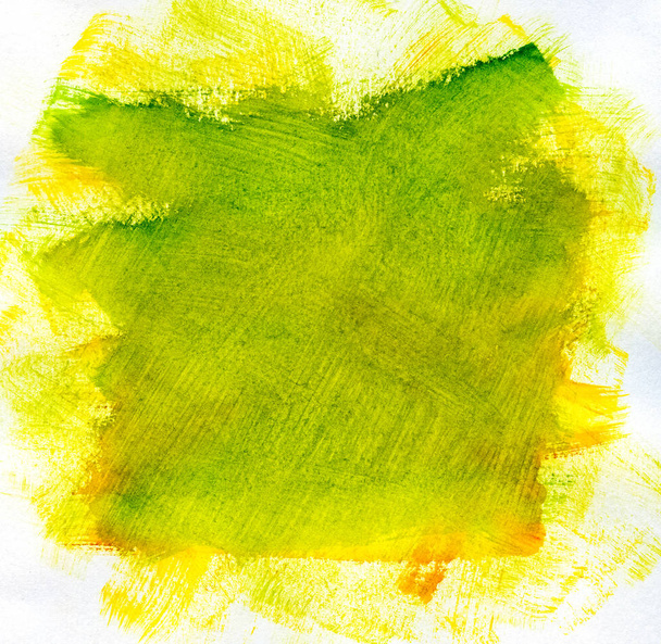 Green watercolor background on white paper - Фото, изображение
