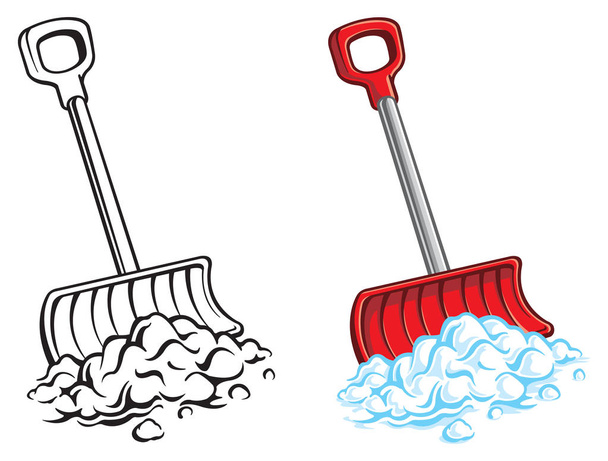 Snow shovel with snow pile - Vector, Image