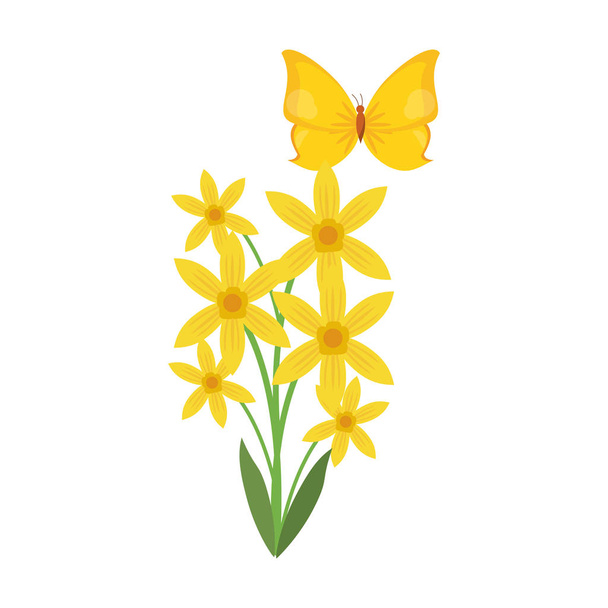 Красива квітка з листям мультфільму
 - Вектор, зображення