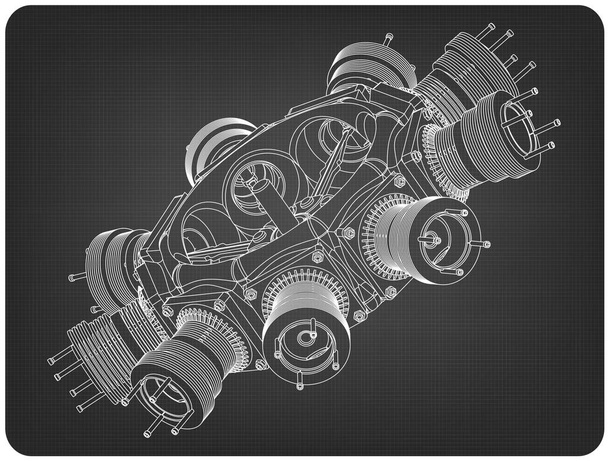 Motor radial em um cinza
 - Vetor, Imagem