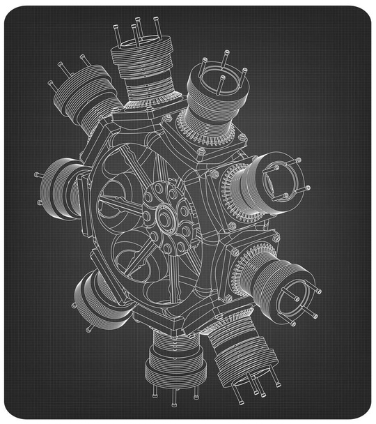 Motore radiale su un grigio
 - Vettoriali, immagini